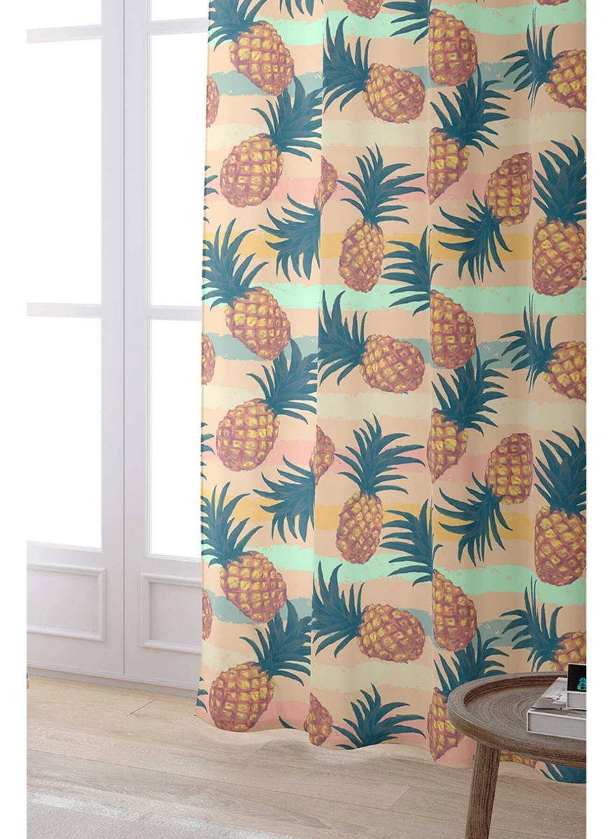 Cango Home Orange Green Pineapple Digital Printed Curtain CGH146-PR