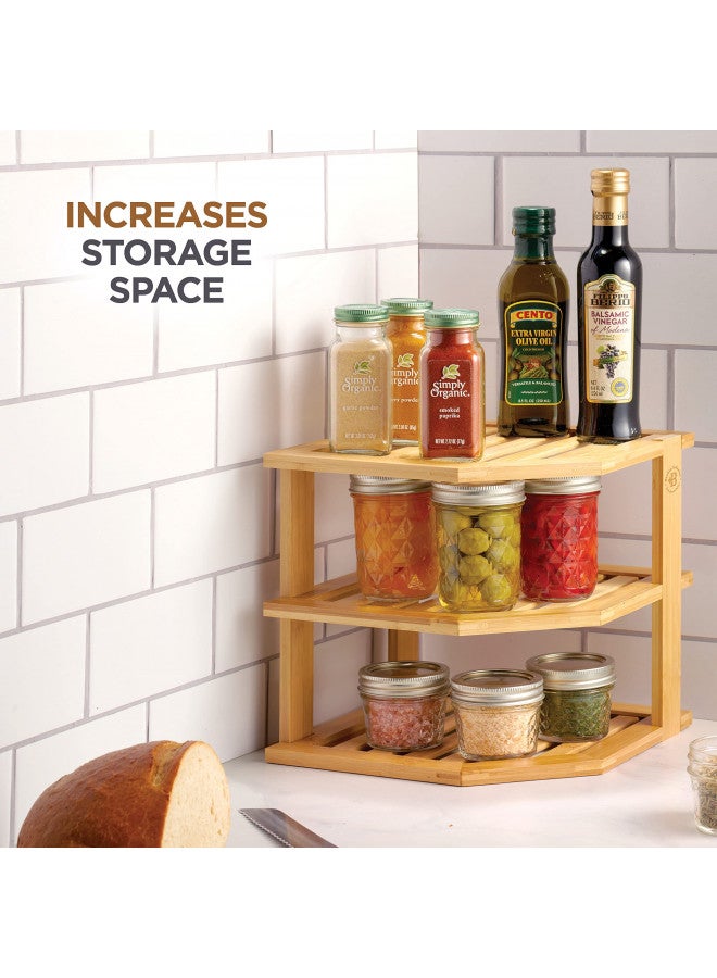 Bambusi Cabinet Shelf Organizer - Corner Shelf for Kitchen & Bathroom - Countertop & Kitchen Cabinet Organizer - Kitchen Organizer, Bathroom Organizer Countertop, Kitchen Organization, Kitchen Storage Cabinet  - Image 5
