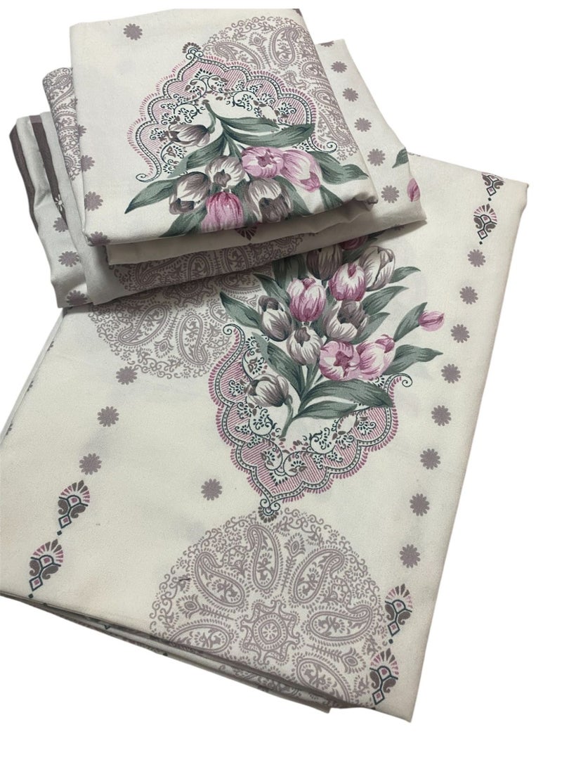 طقم سرير قطن مكون من 3 قطع _ ملايه 220 * 240 سم + مخده + خداديه _ خامه قطن ناعمه _ مريحه وصحيه - Image 1