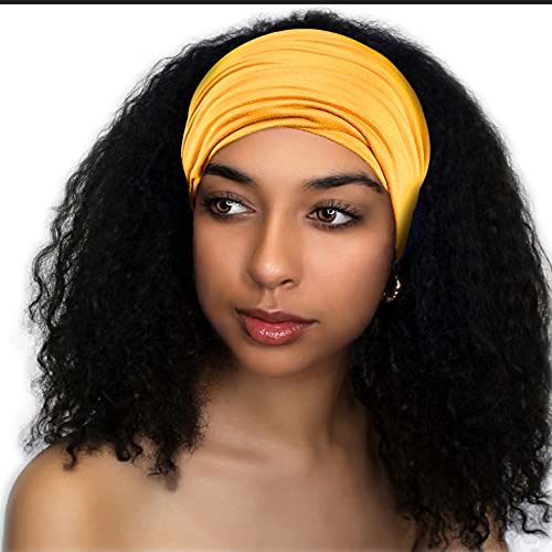 GiLi 2 Pack Wide Headbands for Women Boho African Knotted Non Slip Fashion Hair Bands Yoga Running Sports Workout Gym Head Wraps Elastic Soft Cotton Cloth Turbans Bandana for Girls(Yellow,Navy) - Image 2