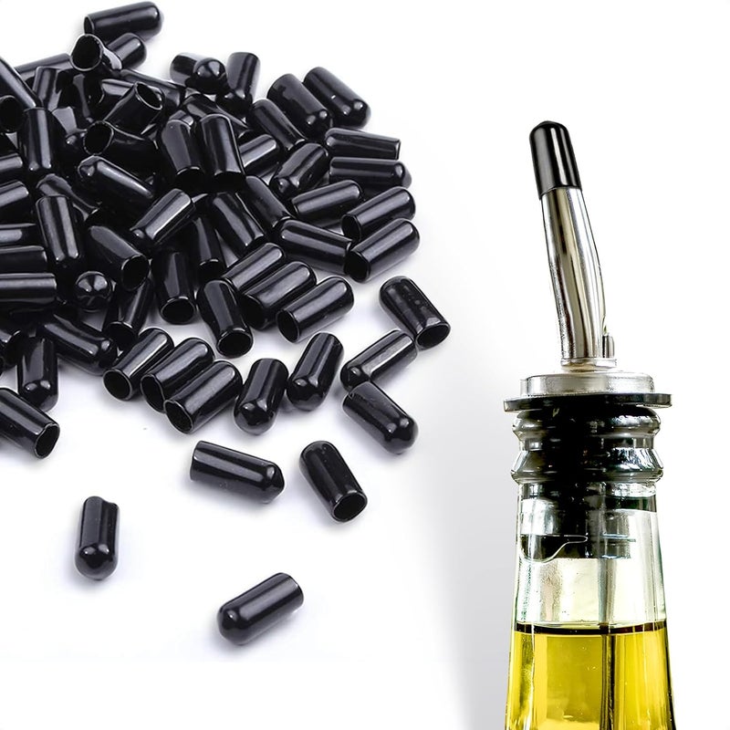 DIMROM 100 عبوة أغطية صب السائل - أغطية زجاجات السائل غطاء الغبار لصب الزجاجات غطاء صب النبيذ - صب السائل وأغطية غطاء صب أسود - Image 1