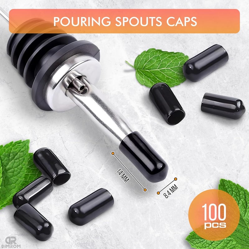 DIMROM 100 عبوة أغطية صب السائل - أغطية زجاجات السائل غطاء الغبار لصب الزجاجات غطاء صب النبيذ - صب السائل وأغطية غطاء صب أسود - Image 2