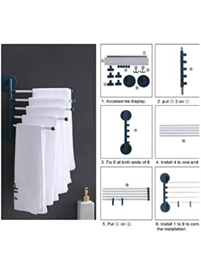 حامل فوط مع 5 أذرع دوارة 180 درجة - Image 2