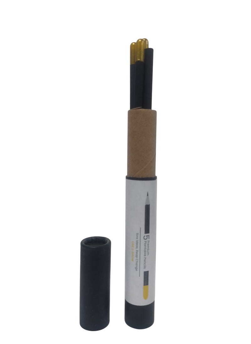 Buy Responsibly - BUY RESPONSIBLY Plantable Seed Pencils Set | Eco-Friendly Biodegradable Stationery Birthday Gift for Kids, Adults, Schools & Offices(Black & Gold(pack of 5) - Image 1