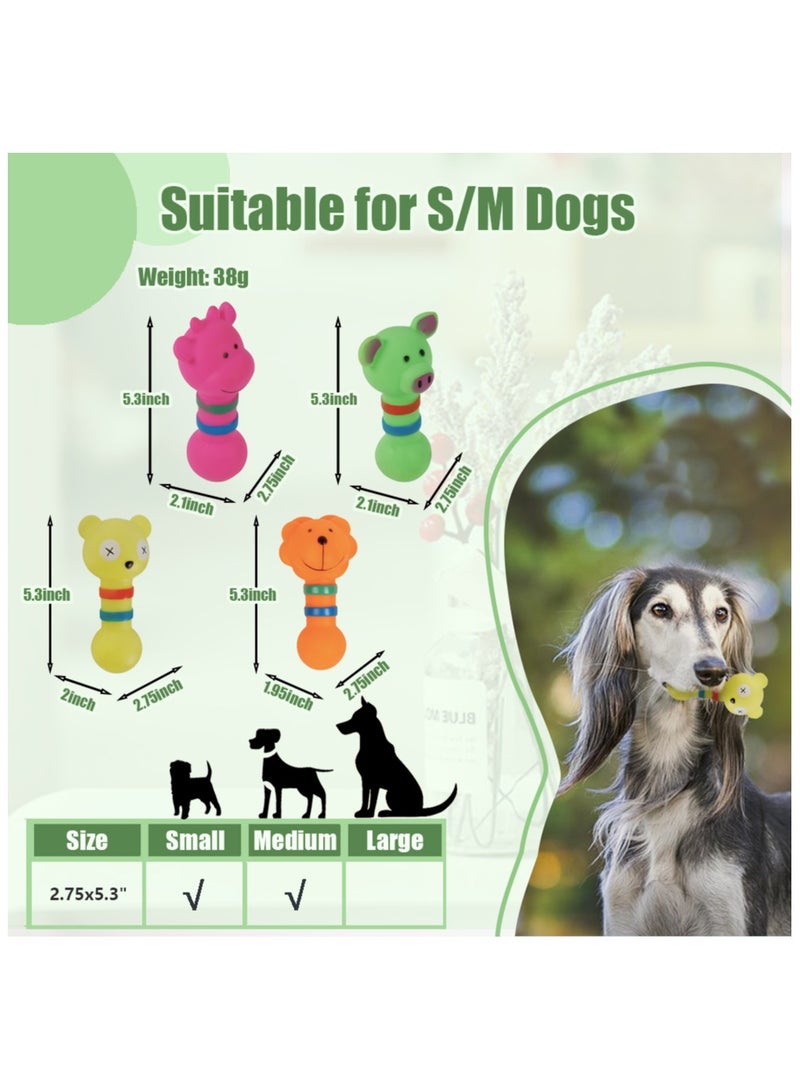 MIIXUER 4 Pack Squeaky Dog Toys, Animal Dumbbel Interactive Dog Toys, Squeaky Dog Toys for Small  to Medium Dogs - Pig, Hippo, Bear, Lion - Image 3
