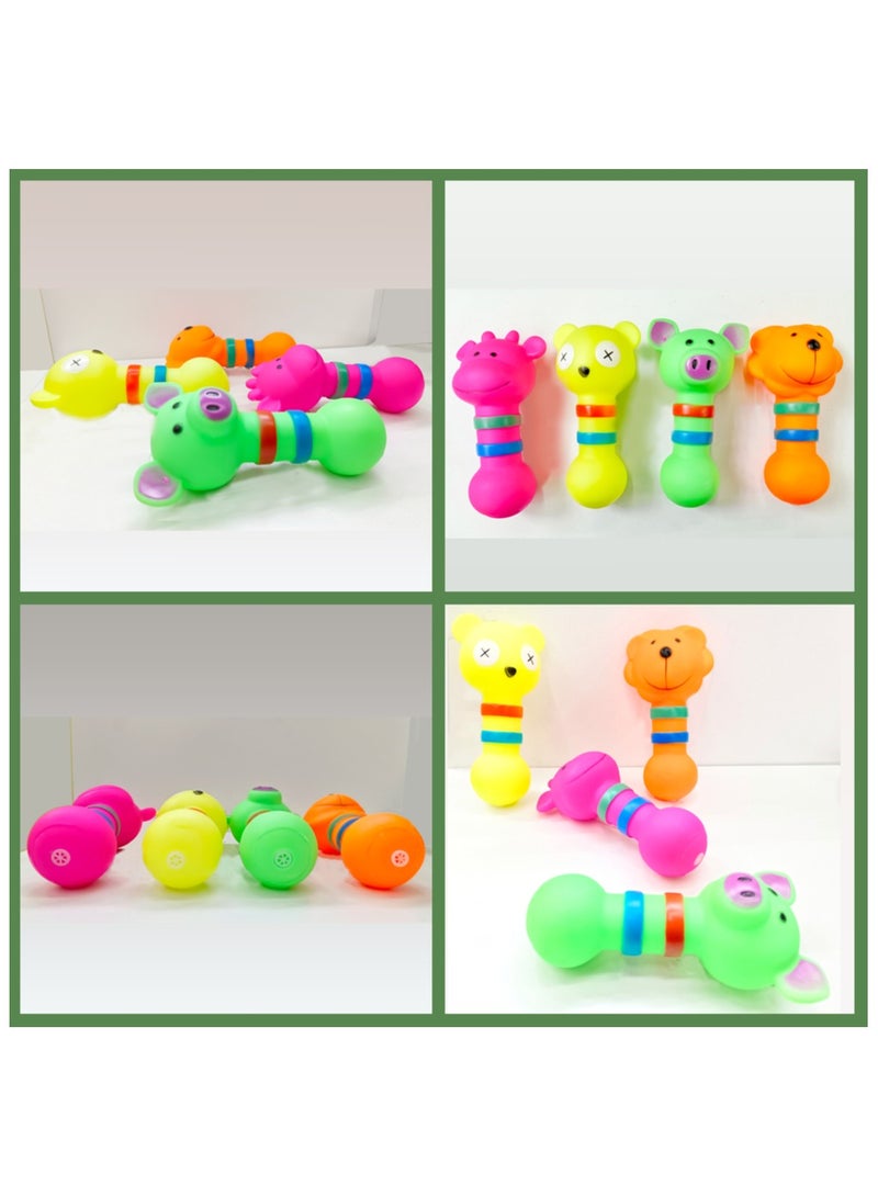 MIIXUER 4 Pack Squeaky Dog Toys, Animal Dumbbel Interactive Dog Toys, Squeaky Dog Toys for Small  to Medium Dogs - Pig, Hippo, Bear, Lion - Image 5
