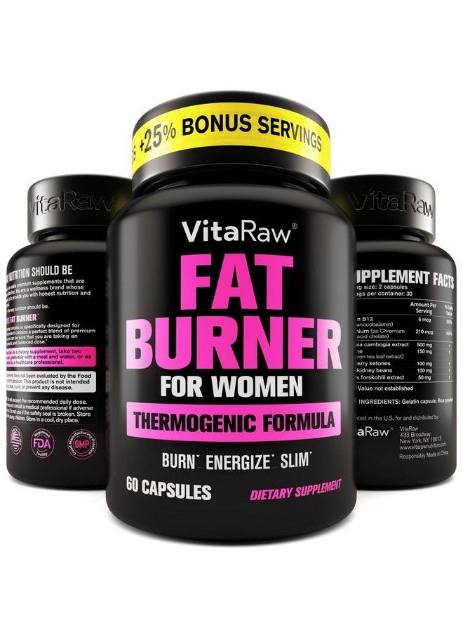 VitaRaw - Weight Loss Pills For Women Diet Pills For Women The Best Fat Burners For Women This Thermogenic Fat Burner Is A Natural Appetite Suppressant & Metabolism Booster Supplement Reduces Belly Fat - Image 1