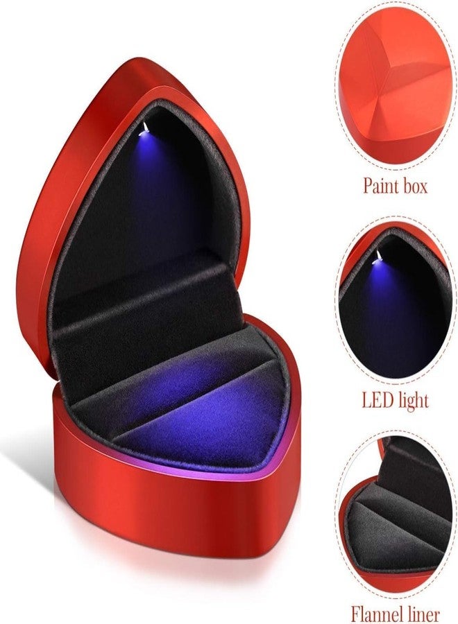 DRUCILA Heart Ring Box with LED Light, Luxury LED Lighted Engagement Ring Box, Velvet Earrings Jewelry Case with Light, Jewelry Display Box for Wedding, Engagement, Proposal, Birthday and Anniversary. - Image 3
