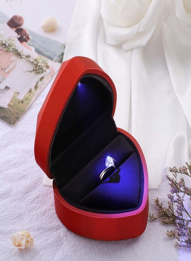 DRUCILA Heart Ring Box with LED Light, Luxury LED Lighted Engagement Ring Box, Velvet Earrings Jewelry Case with Light, Jewelry Display Box for Wedding, Engagement, Proposal, Birthday and Anniversary. - Image 5