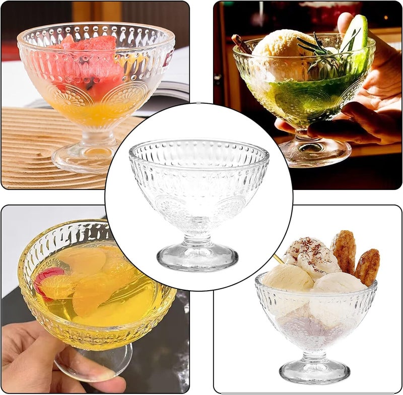MARTVIA 300ML Ice Cream Glasses Cups Dishes for Desserts, Milkshake,Fruit and Pudding Glass Serving Bowls, Perfect for Home, Restaurants and Parties Dishwasher Safe (Cristalleria Cups -A, Set of 6) - Image 3
