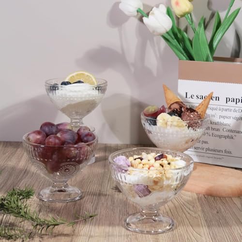 MARTVIA 300ML Ice Cream Glasses Cups Dishes for Desserts, Milkshake,Fruit and Pudding Glass Serving Bowls, Perfect for Home, Restaurants and Parties Dishwasher Safe (Cristalleria Cups -A, Set of 6) - Image 2