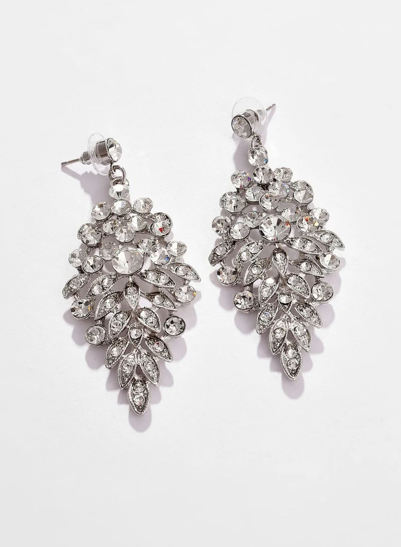 SOHI Silver Plated Designer Stone Necklace and Earring Set