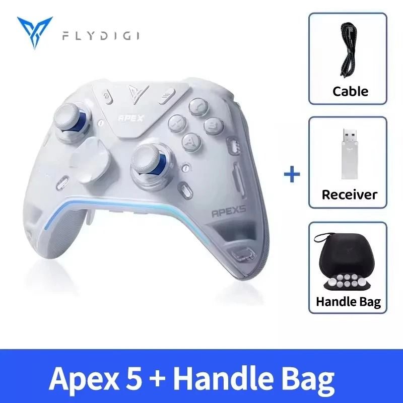 Flydigi Apex 5 Wireless Gaming Controller with Precise Control and Immersive Vibration for PC, Switch 2, Mobile, TV Box, Includes Elite Bag, White - Image 1