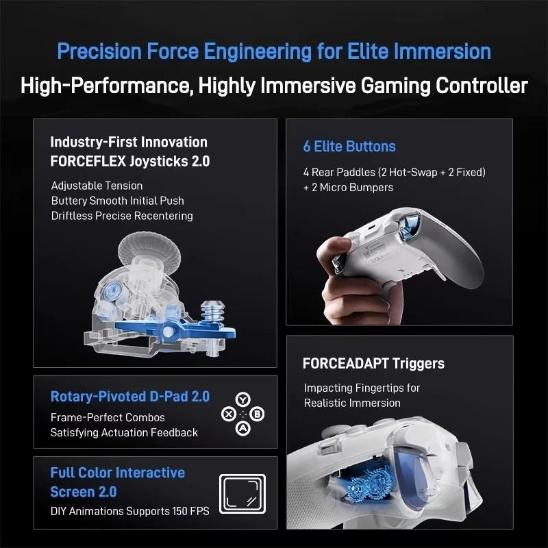 Flydigi Apex 5 Wireless Gaming Controller with Precise Control and Immersive Vibration for PC, Switch 2, Mobile, TV Box, Includes Elite Bag, White - Image 2