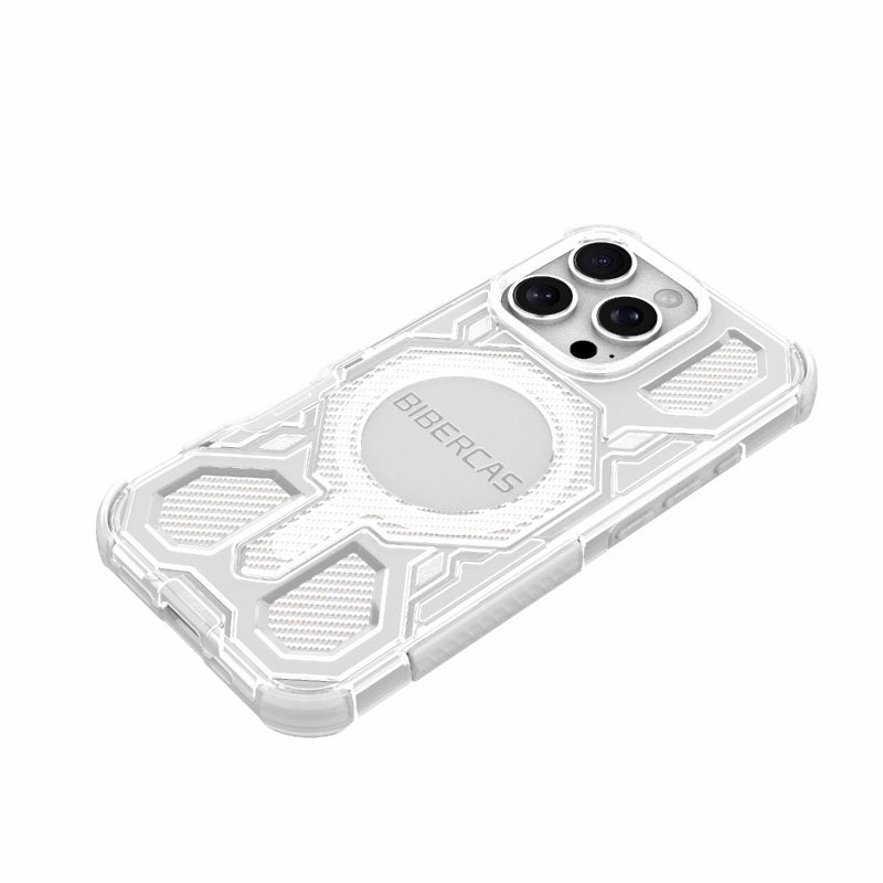 BIBERCAS For Iphone 16 Pro Transparent Color Series Magsafe Air Bag Shockproof Phone Case(White) - Image 4
