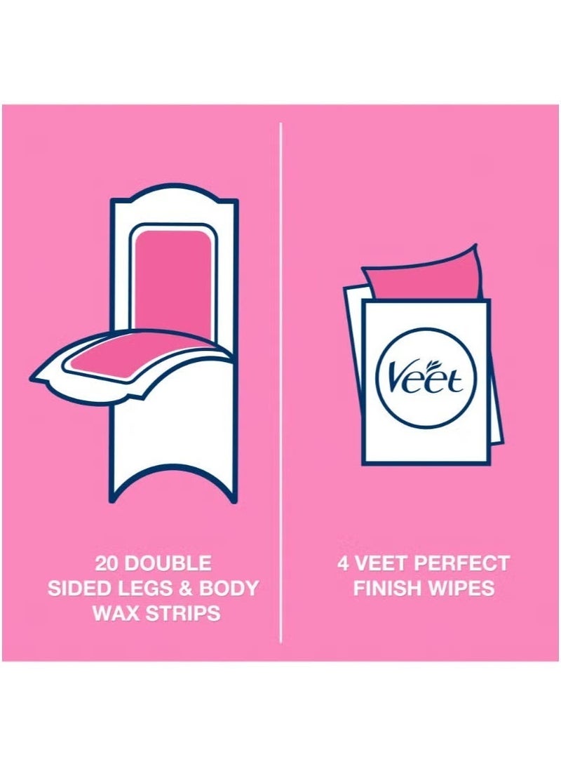 Veet 4Pcs Hair Removal Cold Wax Strips Sensitive Skin Blue 40-Piece Strips - Image 4