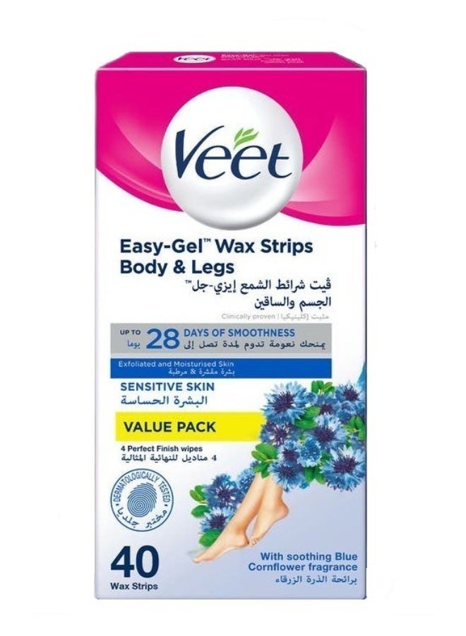 Veet 4Pcs Hair Removal Cold Wax Strips Sensitive Skin Blue 40-Piece Strips - Image 3