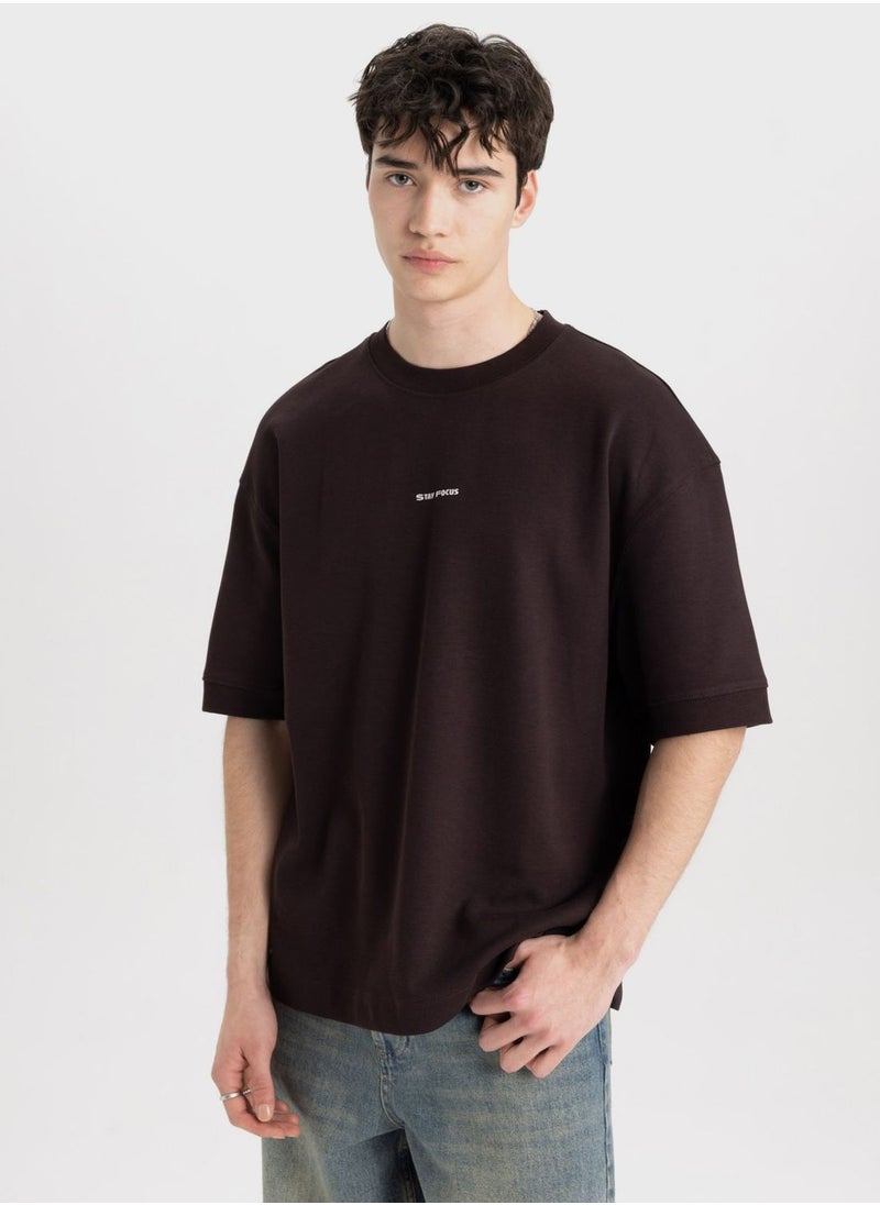 DeFacto - Loose Fit Crew Neck Slogan T-Shirt - Image 1