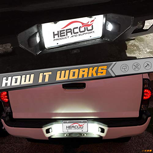 HERCOO LED License Plate Light Lamp Lens White Bulbs Black Truck Rear Housing Compatible with 2005-2015 Tacoma 2002-2013 Tundra Pickup Truck Rear Step Bumper Aftermarket Repalcement, Pack of 2 - Image 5