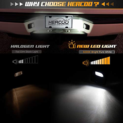 HERCOO LED License Plate Light Lamp Lens White Bulbs Black Truck Rear Housing Compatible with 2005-2015 Tacoma 2002-2013 Tundra Pickup Truck Rear Step Bumper Aftermarket Repalcement, Pack of 2 - Image 4