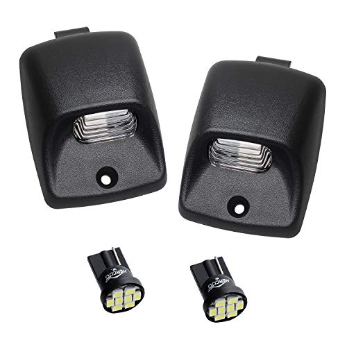 HERCOO LED License Plate Light Lamp Lens White Bulbs Black Truck Rear Housing Compatible with 2005-2015 Tacoma 2002-2013 Tundra Pickup Truck Rear Step Bumper Aftermarket Repalcement, Pack of 2 - Image 1
