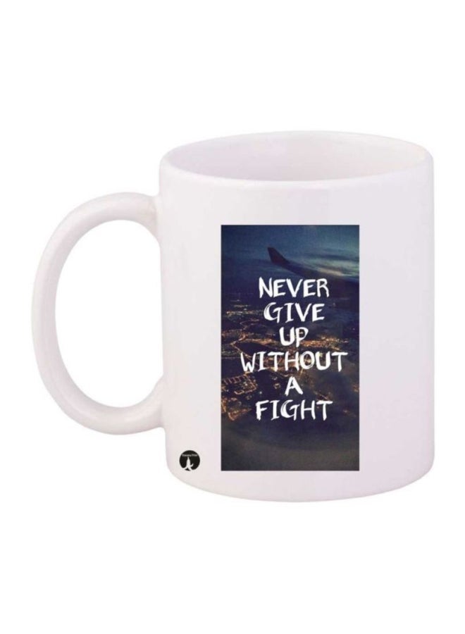 RYN Never Give Up Printed Mug White/Black/Blue