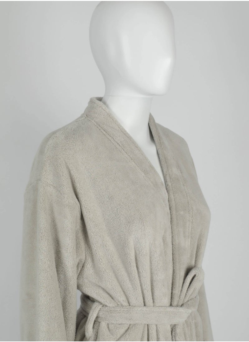 Luxury Bathrobes & Loungewear - Ultra-Soft & Stylish Comfort - Elegant Light Grey - Elegant Light Grey Adult Bathrobe - High Water Absorption, Ultra-Soft, Lightweight, and Made from Finest Coral Fleece - Modern Design with Wide Sleeves and Long Length for Maximum Comfort - pzsku/Z6E092F2032735C30AF0DZ/45/_/1740857662/d18d4cf7-fcc2-4403-805c-8869dd2fc40c