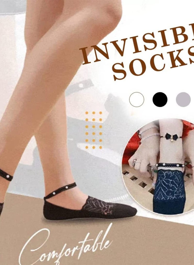 Pearl Lace Ankle Socks for Women, Ultra-Thin Transparent Mesh Summer Stockings, 4 Pairs of Stylish Short Socks for a Chic Look. - Image 2