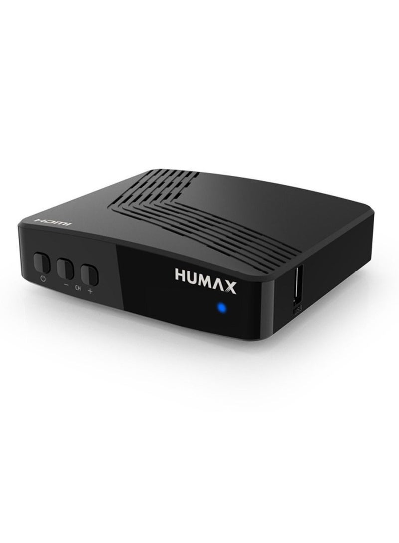 Humax مستقبل فضائي رقمي 4K فائق الوضوح مع بحث تلقائي عن الهوائيات – هيماكس F1 ميني بلس، تصميم مدمج، صورة عالية الدقة، إعداد سهل للتلفزيون والقنوات الفضائية - Image 1