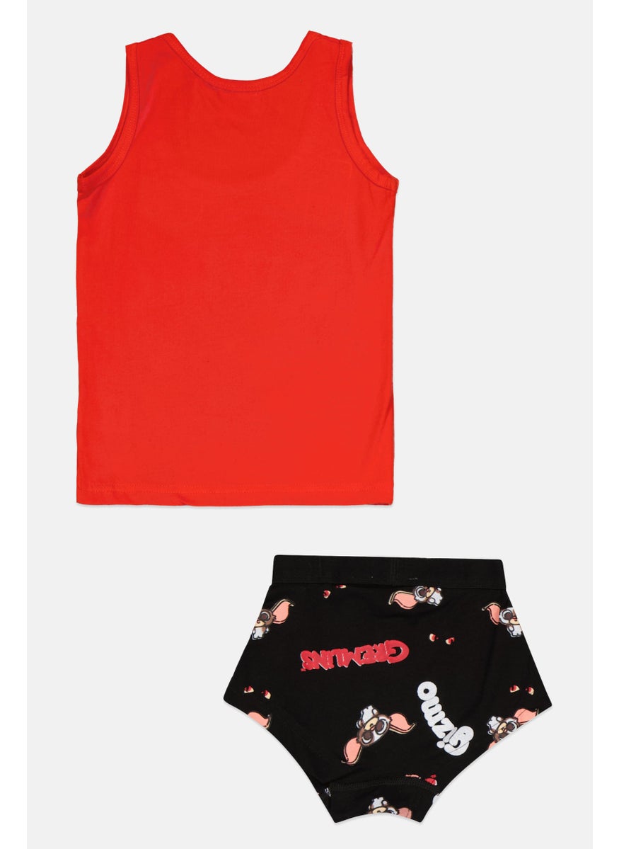 Gremlins Toddler Boy 2 Pieces Graphic Print Sleeveless Vest And Boxer Set, Red Combo  - Image 2