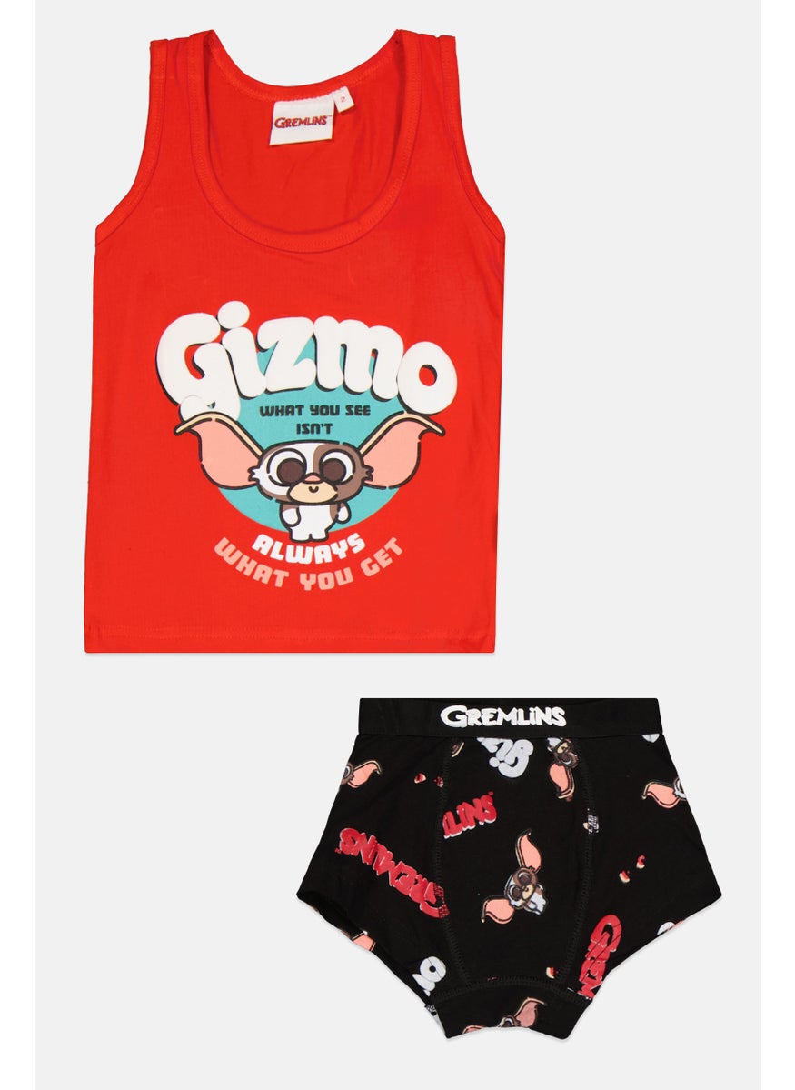Gremlins Toddler Boy 2 Pieces Graphic Print Sleeveless Vest And Boxer Set, Red Combo  - Image 1