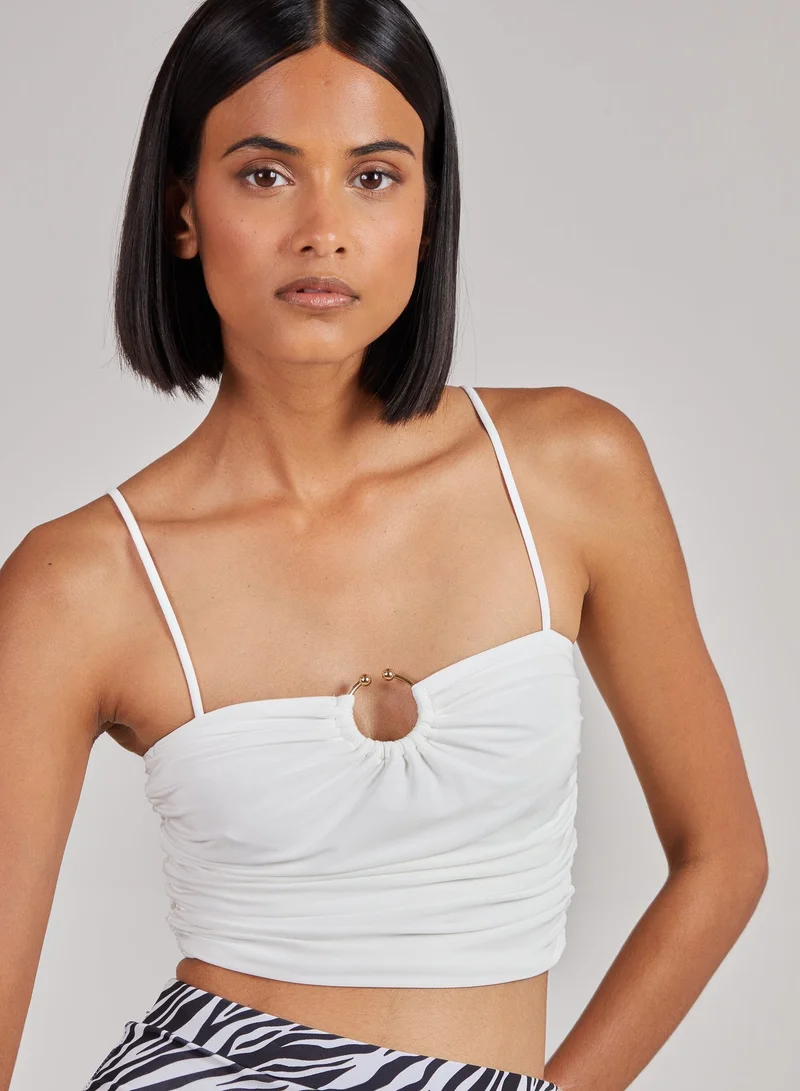 Gathered Ring Detail Slinky Cami Top