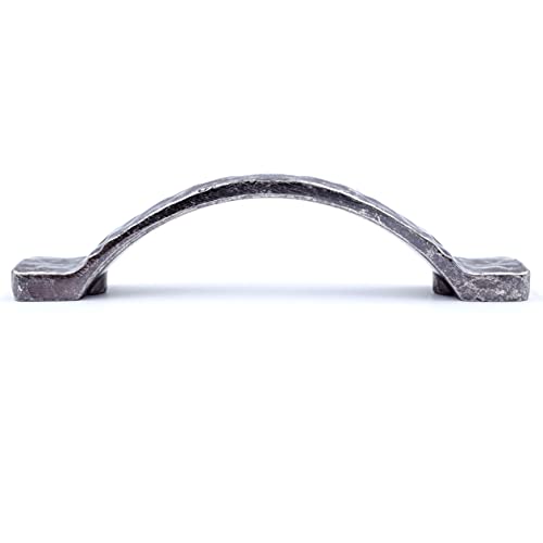 Jetland Arched Hammered Cabinet Pulls - 6-Pack, Aged Silver, 3" Hole Centers, Rustic Solid Cast Handle Pulls for Dresser Nightstand Furniture, HT0611OS76 - Image 3