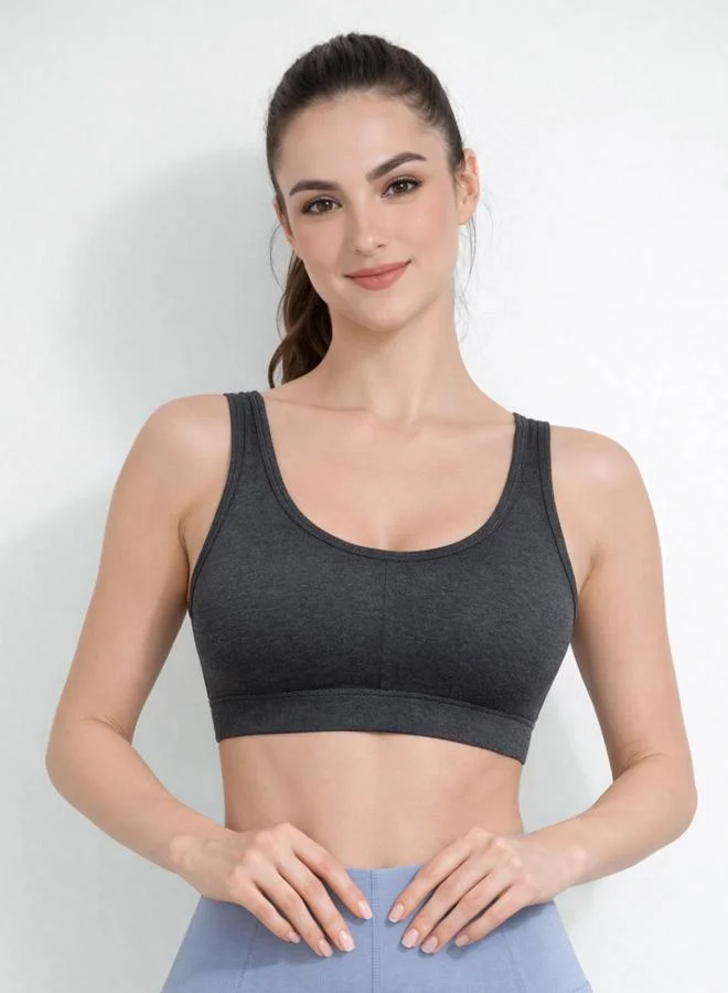Take Two Charcoal Removable Pad Sports Bra By Lazzycat