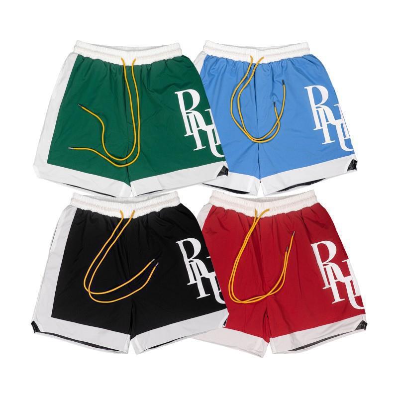 Rhude Shorts Fog High Street Trendy Brand Drawstring 3M Letter Reflective Hip-Hop Beach Five-Point Basketball Pants Men'S And Women'S Hip-Hop - Image 4