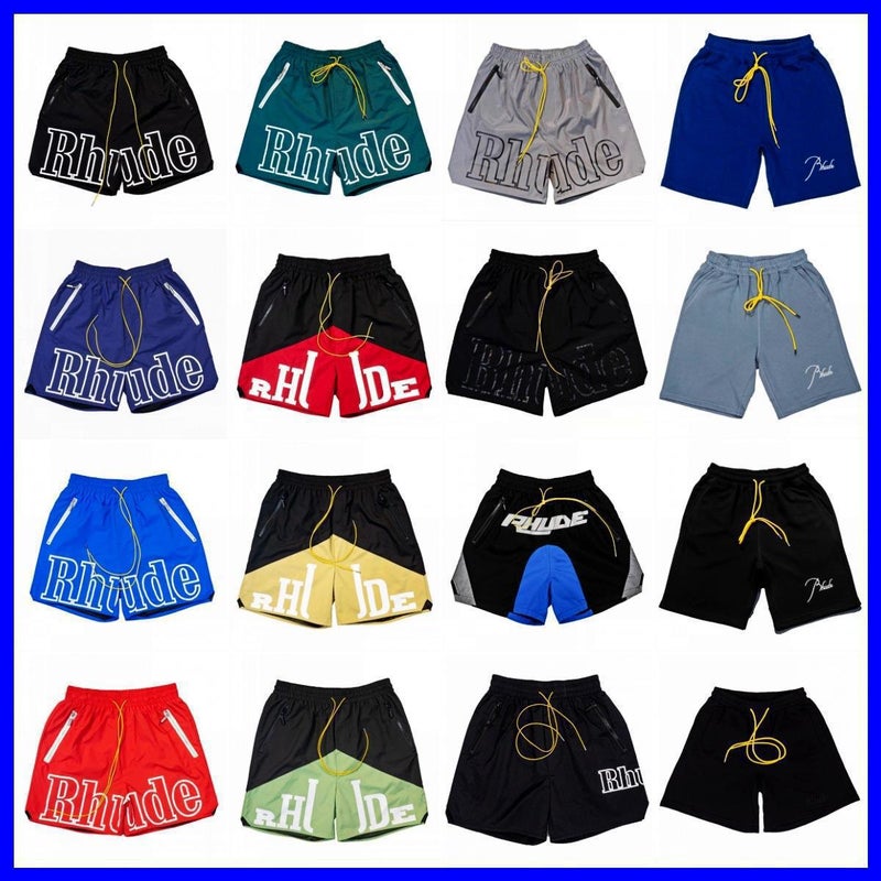 Rhude Shorts Fog High Street Trendy Brand Drawstring 3M Letter Reflective Hip-Hop Beach Five-Point Basketball Pants Men'S And Women'S Hip-Hop - Image 2