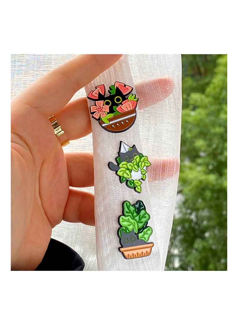 SOLARAE Cats Hidden in Potted Plants Enamel Pins Set, Cute Black Cat Pins for Women Kids, Animal Enamel Brooch Badges Pins for Bags Clothing - Image 4