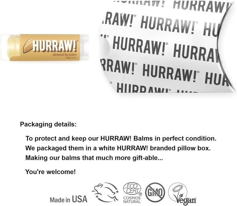HURRAW! Almond Lip Balm - Organic, Vegan, Cruelty-Free, Non-GMO, Gluten-Free, All-Natural Lip Care - Image 2