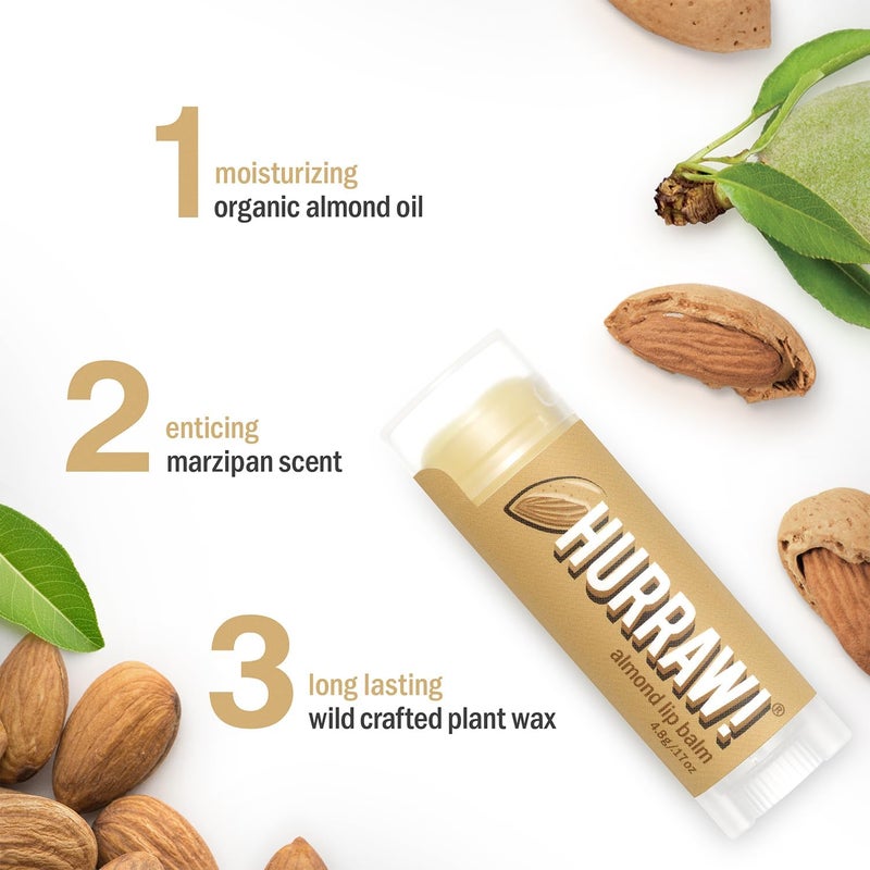 HURRAW! Almond Lip Balm - Organic, Vegan, Cruelty-Free, Non-GMO, Gluten-Free, All-Natural Lip Care - Image 3