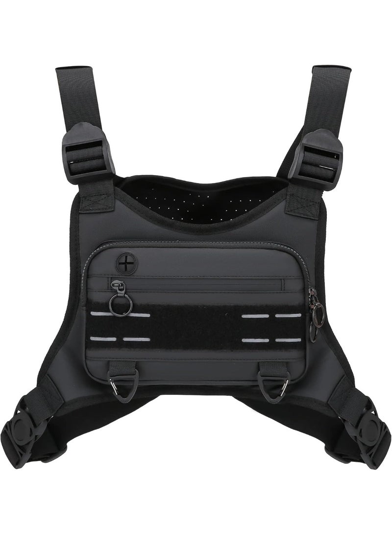 kunshao Sports Chest Bag For Men Women, Water Resistant Lightweight Front Chest Pack, Running Vest Bag With Built-In Phone Holder & Extra Storage For Workouts, Running, Cycling - Image 1