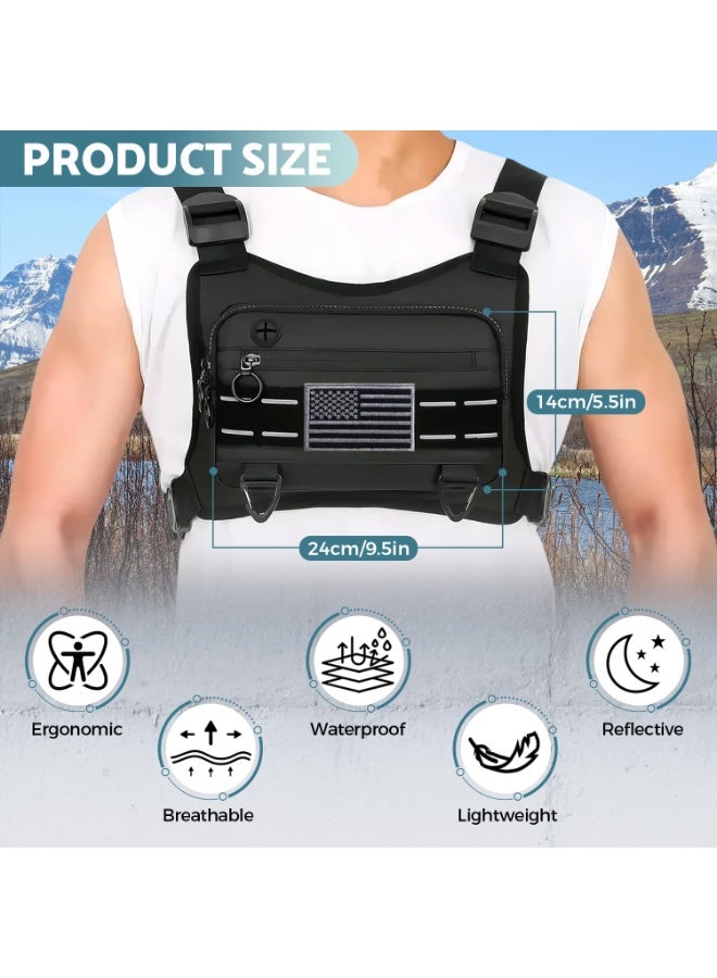 kunshao Sports Chest Bag For Men Women, Water Resistant Lightweight Front Chest Pack, Running Vest Bag With Built-In Phone Holder & Extra Storage For Workouts, Running, Cycling - Image 2