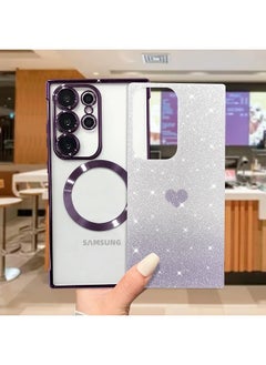 ShebSheb for Samsung Galaxy S24 Ultra Case Glitter, Clear Magnetic Phone Cases with Camera Lens Protector [Compatible with MagSafe] Bling Sparkle Plating Soft TPU Slim ShockProof Protective Cover  - Image 2