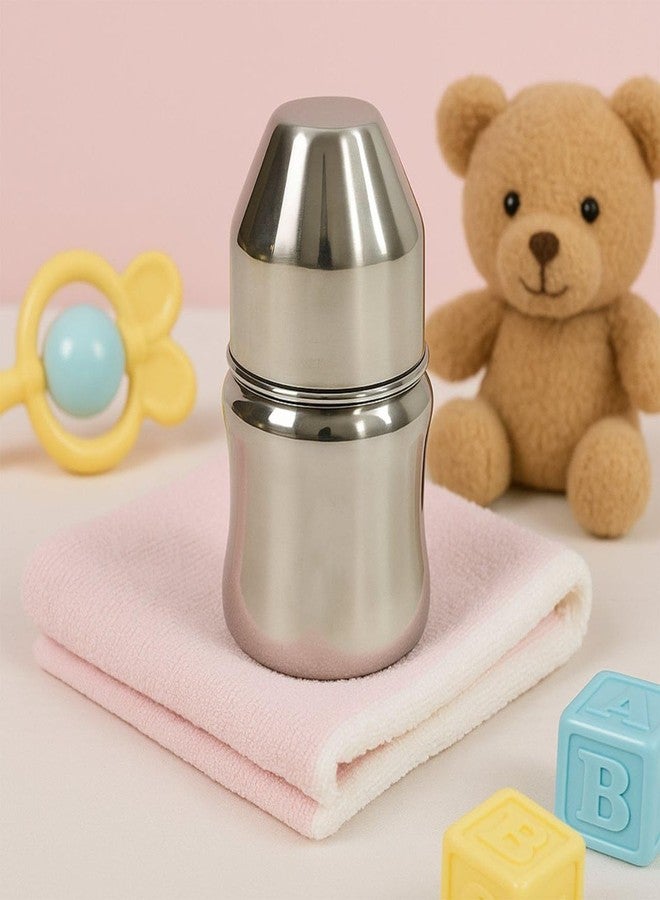 FROWWY Stainless Steel Baby Feeding Bottle | Insulated Milk Bottle for Babies | BPA-Free Baby Feeding Bottle with Leak-Proof Lid | Safe & Durable Feeding Bottle for Infants & Toddlers (Silver) (140 ml) - Image 2