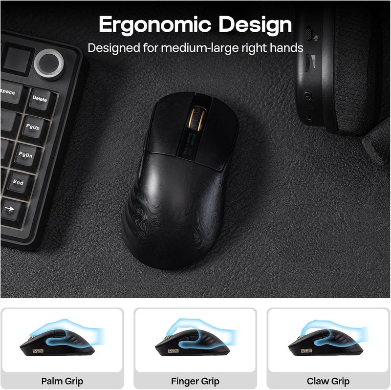 EPOMAKER Carbonis Wireless Gaming Mouse with Display Screen, PAW3950 Sensor&8K Polling, 400 to 30,000 DPI Adjustable, Carbon Fiber Shell, Lightweight Gaming Mouse for PC/Mac/Linux(Black) - Image 3