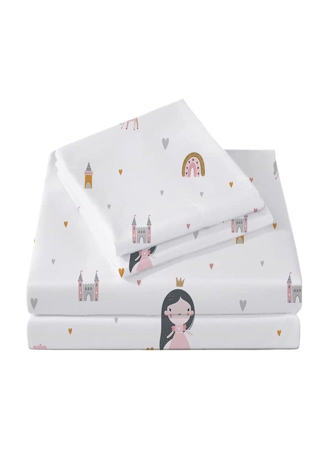 ROLJZTY Bed Sheets for Kids Girls, Soft Microfiber Twin Sheets Set 3 Piece Deep Pocket Bed Sheet Set, Breathable Sheet Sets Twin Size Bed Princesses Unicorn Printed - Image 1