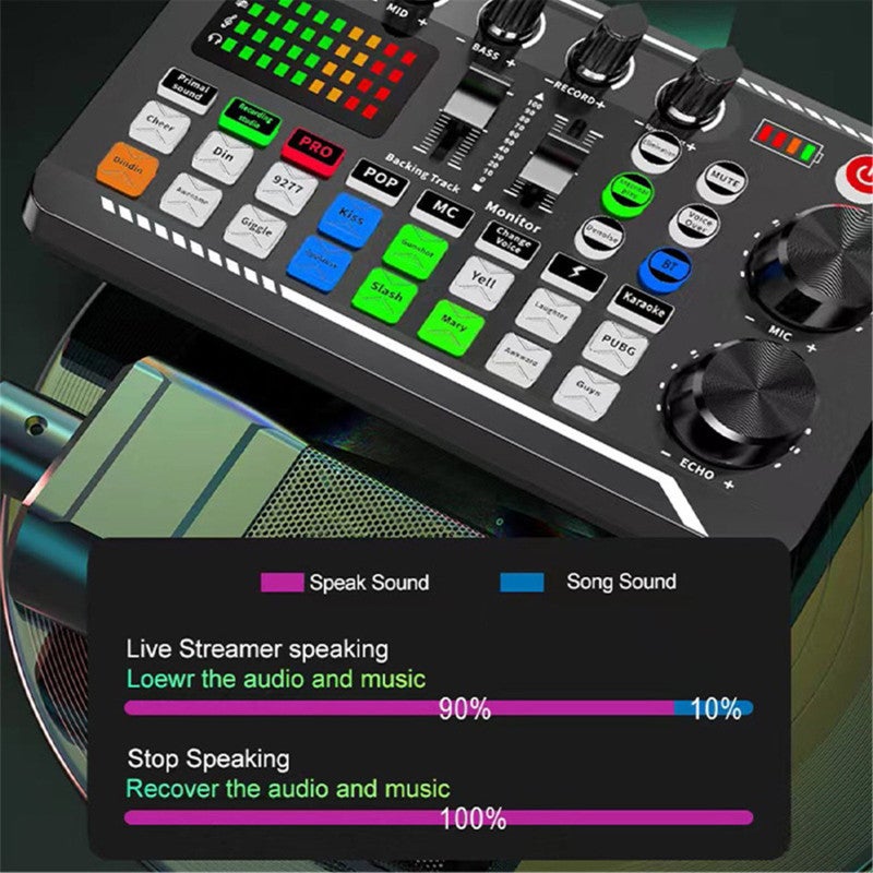 F998 Professional Mixer,Live Streaming Equipment,Podcast Equipment,3-4 Mobile Phones For Simultaneous Live Streaming,One Click Noise Reduction,Used For Podcast/Recording/Game/Voice/Video studios - Image 4