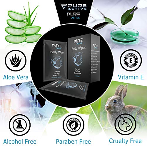Pure Active Shower Body Wipes, 40 Individually Wrapped Personal Hygiene Body Wipes for Women and Men, Keep Clean After Gym Travel Camping Outdoors Sports - Image 3