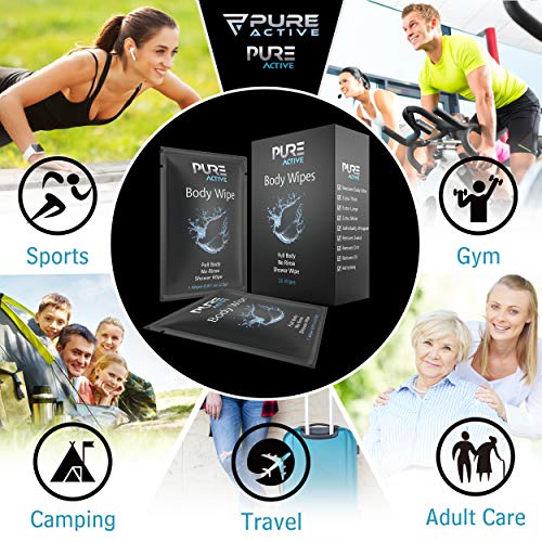 Pure Active Shower Body Wipes, 40 Individually Wrapped Personal Hygiene Body Wipes for Women and Men, Keep Clean After Gym Travel Camping Outdoors Sports - Image 4