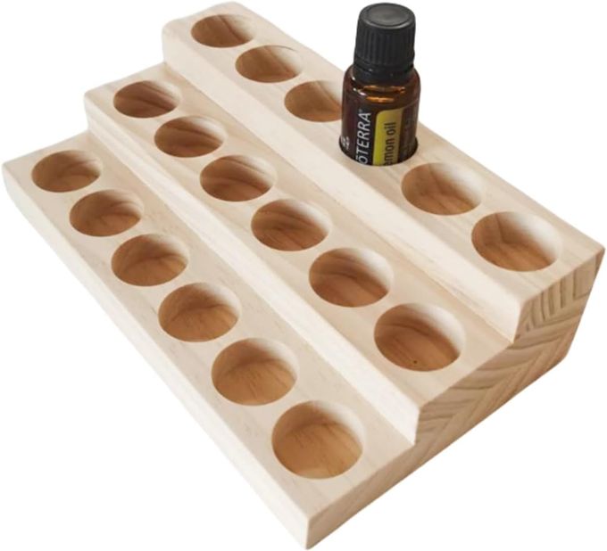 3 TIER WOODEN ESSENTIAL OIL ORGANIZER ESSENTIAL OILS RACKS DISPLAY STAND TABLETOP STORAGE RACK FOR 5-20ML BOTTLES PERFUMES AND NAIL POLISH COMPACT SHELF