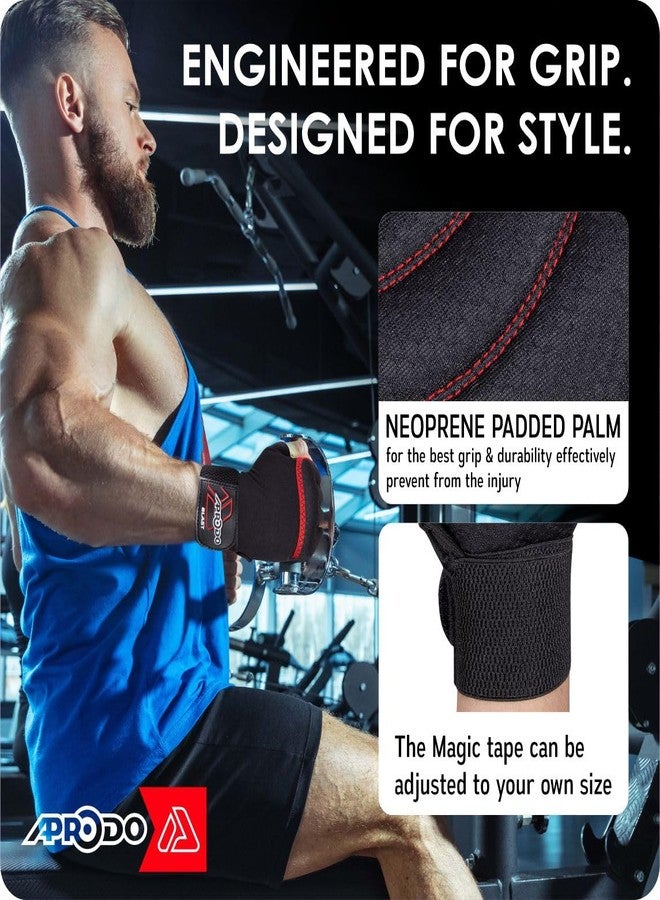 Aprodo Neoprene Half Finger Workout Gym Gloves with Wrist Support Strap | 1 Pair - Free Size (Red-Black) | Fitness Gloves with Breathable Non-Slip Grip | Wrist Band for Dumbbell, Exercise - Image 2